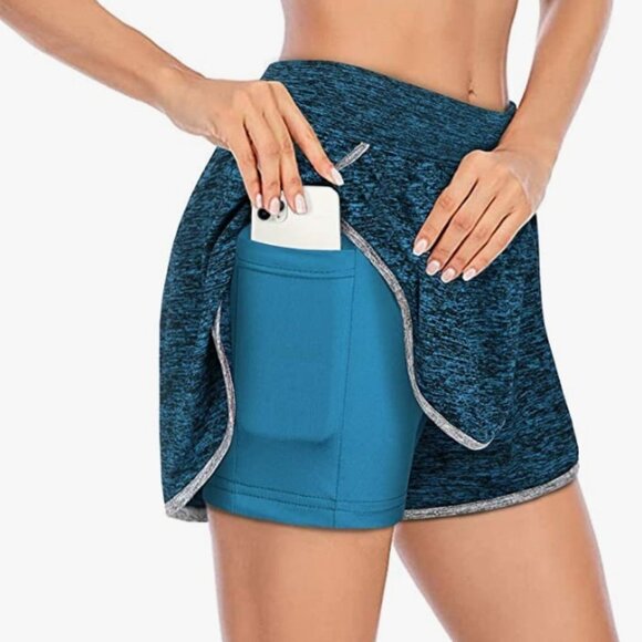 Banded Waist Workout Running 2 in1 Shorts with Liner Inner Pockets, XL - Picture 2 of 8